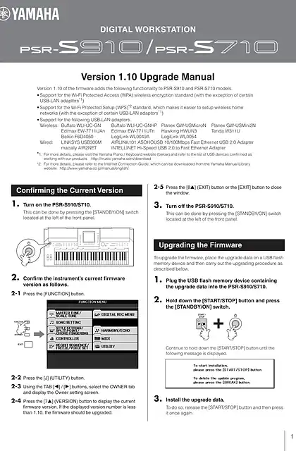 yamaha雅马哈Firmware upgrade - Installation for PSR-S910_S710 EN